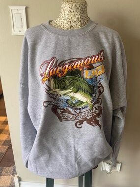 Vintage 90s Largemouth Graphic Crewneck Sweatshirt - Gray